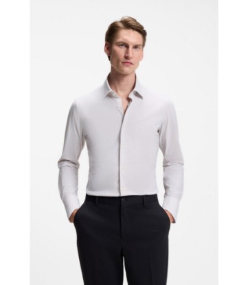 Printed slim-fit shirt in performance-stretch jersey