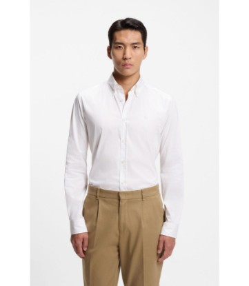 Slim-fit shirt in cotton-blend poplin