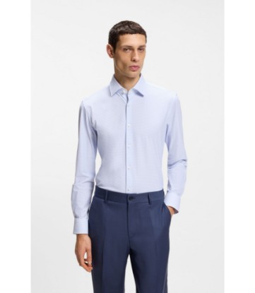 Printed slim-fit shirt in performance-stretch jersey