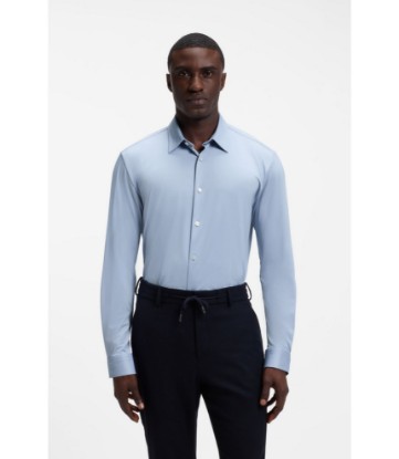 Slim-fit shirt in structured performance stretch fabric