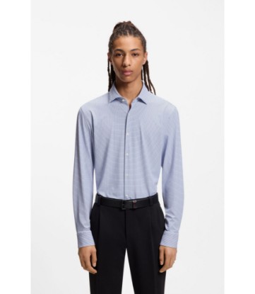 Printed slim-fit shirt in performance-stretch jersey