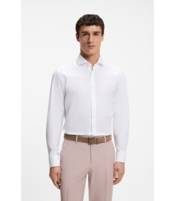 Regular-fit shirt in structured Italian cotton