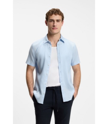 Slim-fit shirt in stretch linen