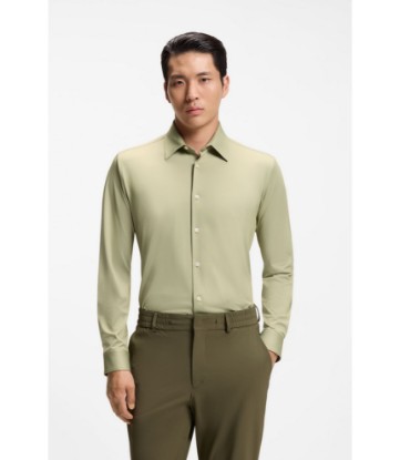 Slim-fit shirt in structured performance stretch fabric