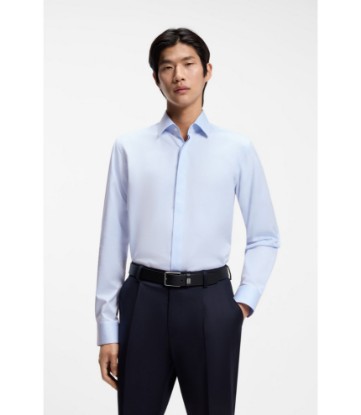 Regular-fit shirt in Italian monogrammed cotton