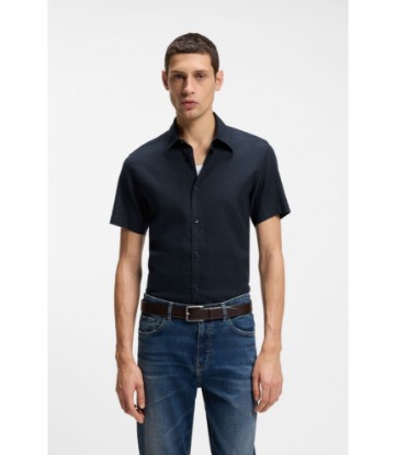 Slim-fit shirt in stretch linen