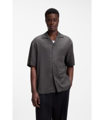 Oversized-fit shirt with jacquard pattern