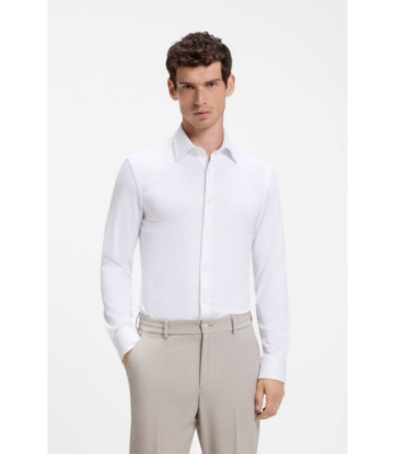 Slim-fit shirt in Italian-made performance-stretch jersey