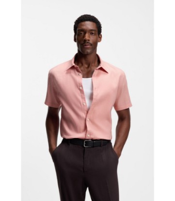 Slim-fit shirt in stretch linen