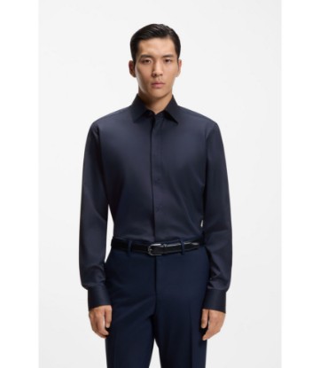 Regular-fit shirt in Italian monogrammed cotton