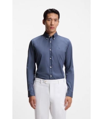 Slim-fit shirt in cotton-blend poplin