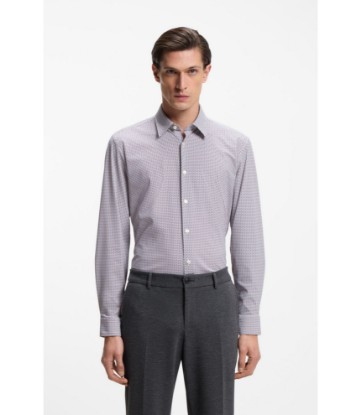Printed slim-fit shirt in performance-stretch jersey