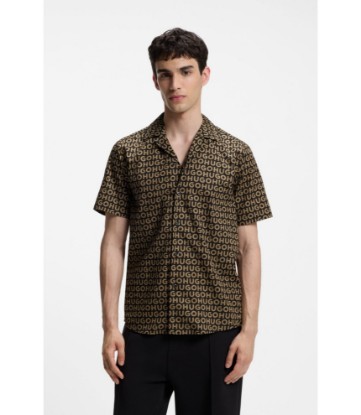 Relaxed-fit shirt in printed cotton canvas