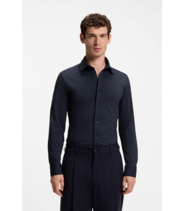 Slim-fit shirt in Italian-made performance-stretch jersey
