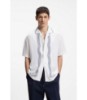 Oversized-fit printed shirt with camp collar