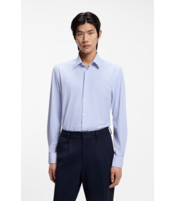 Printed slim-fit shirt in performance-stretch jersey