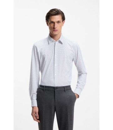 Printed slim-fit shirt in performance-stretch jersey