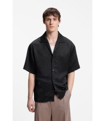 Oversized-fit shirt with jacquard pattern