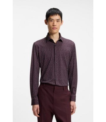 Printed slim-fit shirt in performance-stretch jersey