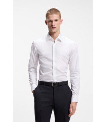 Slim-fit shirt in easy-iron cotton poplin
