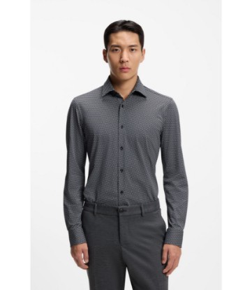 Slim-fit shirt in Italian-made performance-stretch fabric