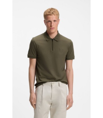 Stretch-cotton slim-fit polo shirt with logo patch