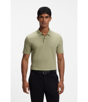 Cotton-blend polo shirt with bubble-structured jacquard