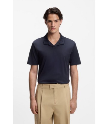 Johnny-collar slim-fit polo shirt in stretch cotton