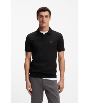Stretch-cotton slim-fit polo shirt with logo patch