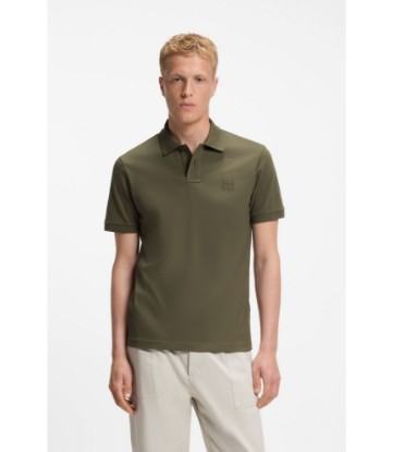 Stretch-cotton slim-fit polo shirt with logo patch