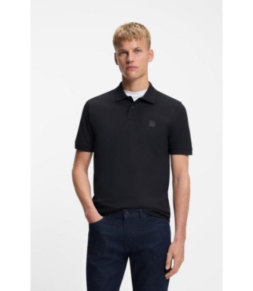 Stretch-cotton slim-fit polo shirt with logo patch