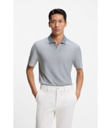Cotton-silk polo shirt with three-tone structure