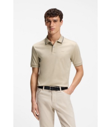 Slim-fit cotton polo shirt with striped collar