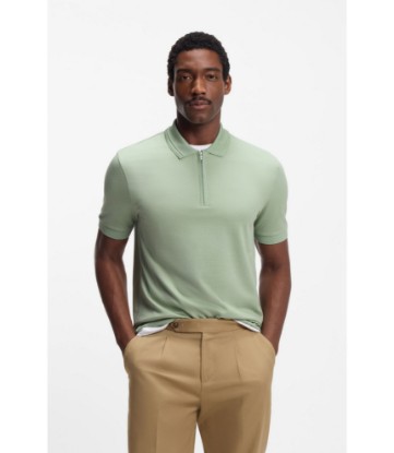 Zip-placket polo shirt in a cotton blend