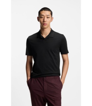 Johnny-collar slim-fit polo shirt in stretch cotton