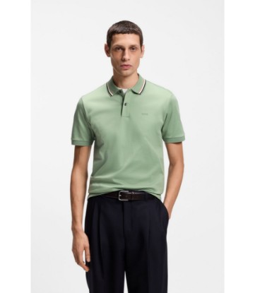 Slim-fit cotton polo shirt with striped collar