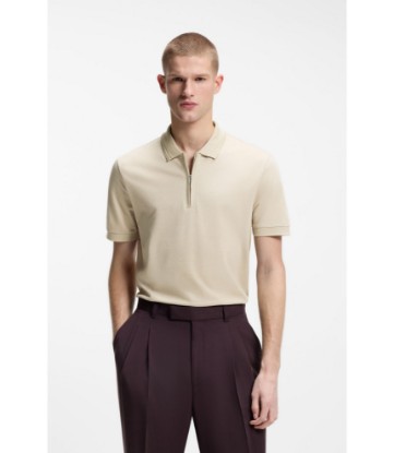Zip-placket polo shirt in a cotton blend