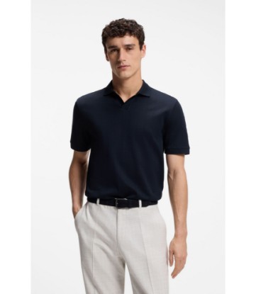 Cotton-jacquard polo shirt with Johnny collar