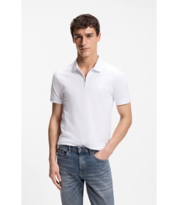 Stretch-cotton slim-fit polo shirt with logo patch