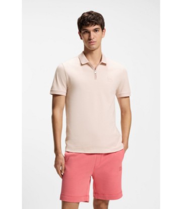 Stretch-cotton slim-fit polo shirt with logo patch