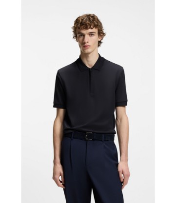 Zip-placket polo shirt in a cotton blend