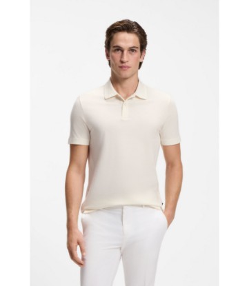 Cotton-blend polo shirt with bubble-structured jacquard