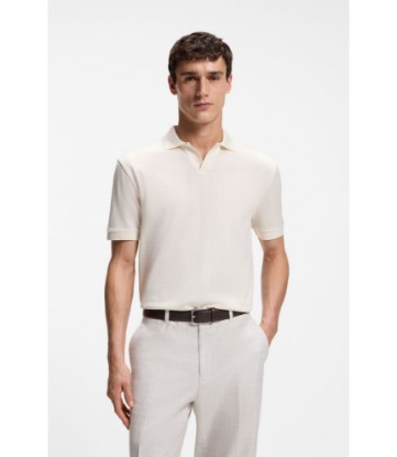 Cotton-jacquard polo shirt with Johnny collar