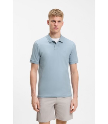 Stretch-cotton slim-fit polo shirt with logo patch
