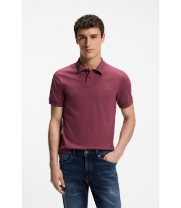 Stretch-cotton slim-fit polo shirt with logo patch