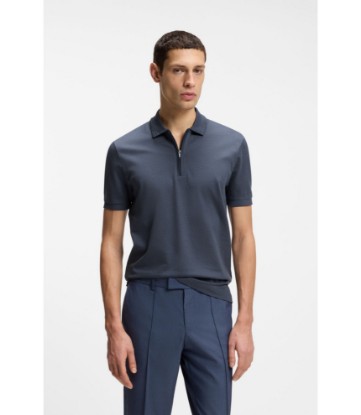 Zip-placket polo shirt in a cotton blend