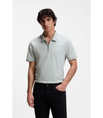 Stretch-cotton slim-fit polo shirt with logo patch