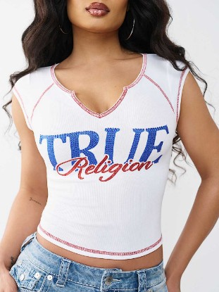 CRYSTAL RIBBED NOTCHED BABY TEE
