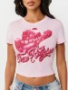 CRYSTAL COWGIRL CREWNECK BABY TEE