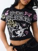 SKETCHED ALLOVER PRINT LOGO BABY TEE